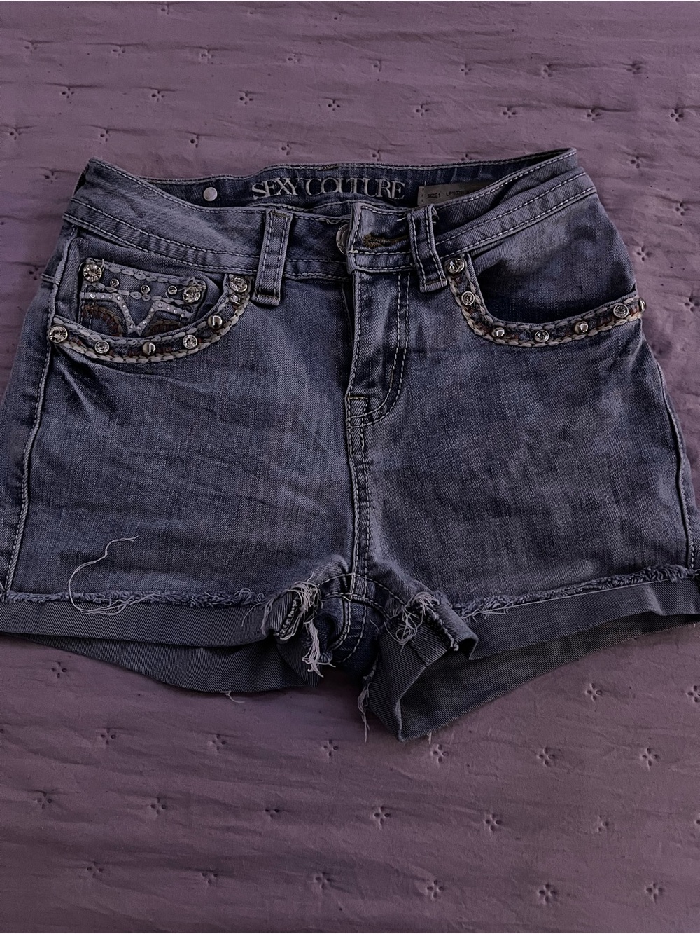 Women's Distressed Denim Shorts in Washed Black